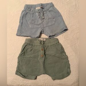 Zara 9-12m Kids Blue and Green Shorts Set